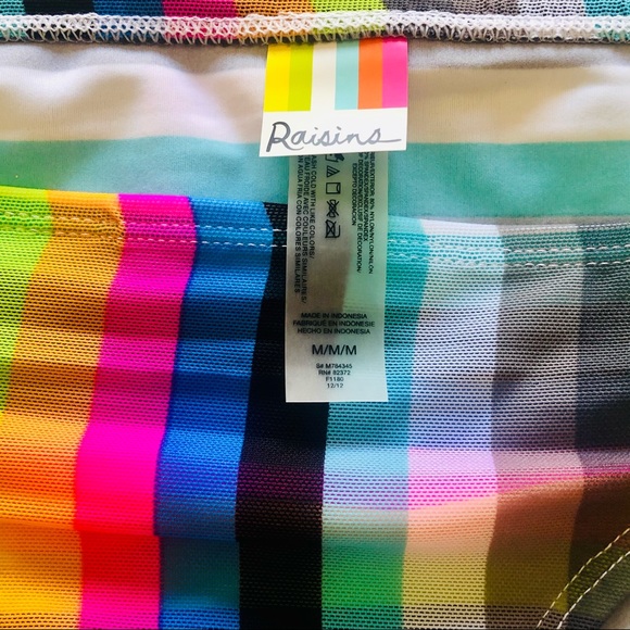 Raisins Neon Stripe Mesh Tie Bikini Bottoms NWT - Picture 8 of 12